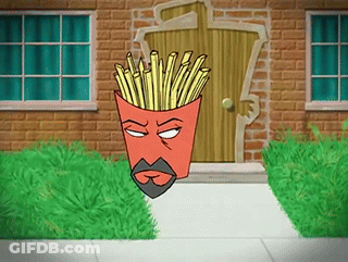 Cartoon Man With Beard And Fries In Head GIF