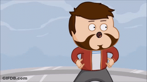 A Cartoon Of A Man With A Beard And Mustache Standing With His Hands On His Hips GIF