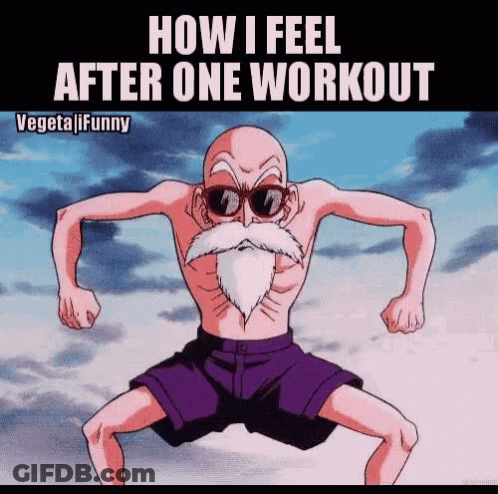 A Cartoon Of A Man With A Beard And Sunglasses Says " How I Feel After One Workout " GIF