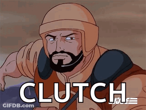 A Cartoon Of A Man With A Beard And The Word Clutch GIF