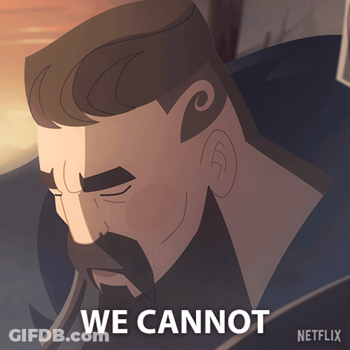 A Cartoon Of A Man With A Beard And The Words " We Cannot " Below Him GIF
