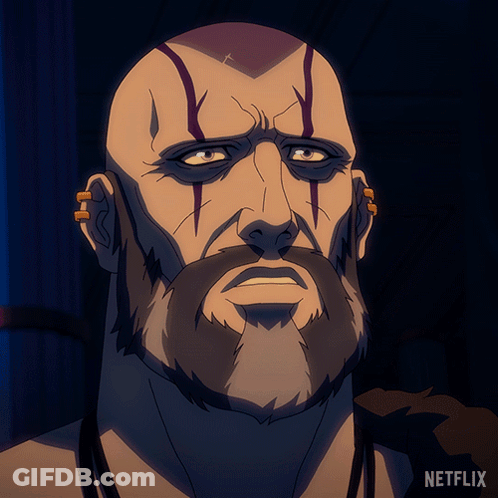 A Cartoon Of A Man With A Beard Has A Netflix Logo On The Bottom GIF