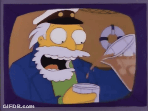 A Cartoon Of A Man With A Beard Holding A Can And A Glass GIF