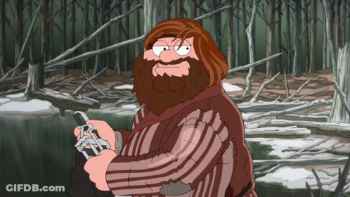A Cartoon Of A Man With A Beard Holding A Knife GIF