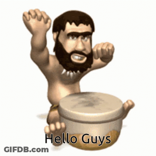 A Cartoon Of A Man With A Beard Is Holding A Pot And Says Hello Guys GIF