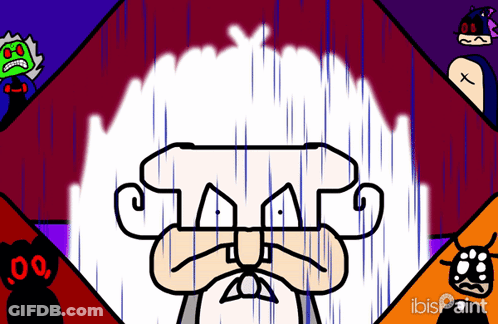 A Cartoon Of A Man With A Beard Is Surrounded By Other Cartoon Characters And The Word Ibispaint Is On The Bottom Right GIF