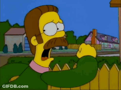 A Cartoon Of A Man With A Beard Looking Over A Wooden Fence GIF