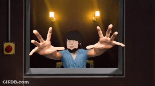 A Cartoon Of A Man With A Beard Reaching Out His Hands GIF