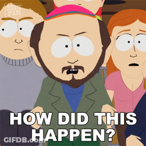 A Cartoon Of A Man With A Beard Says How Did This Happen GIF