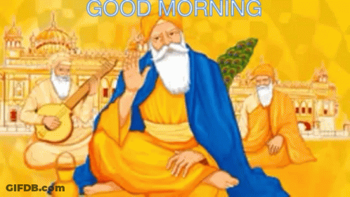 A Cartoon Of A Man With A Beard Sitting On A Bed . GIF