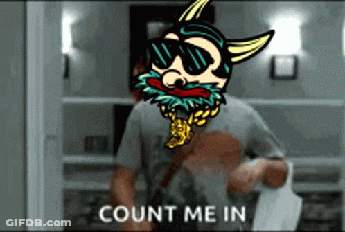 A Cartoon Of A Man With A Beard Wearing Sunglasses And A Necklace Says Count Me In GIF