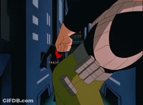 A Cartoon Of A Man With A Belt That Says ' I ' On It GIF