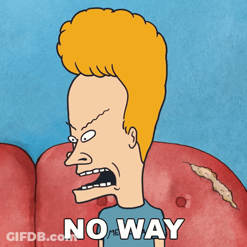 A Cartoon Of A Man With A Big Head And The Word Noway On The Bottom GIF