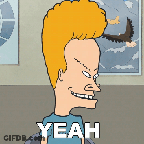 A Cartoon Of A Man With A Big Head And The Word Yeah On The Bottom GIF