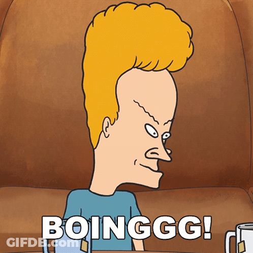 A Cartoon Of A Man With A Big Head And The Words Boinggg GIF