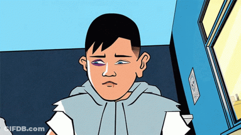 A Cartoon Of A Man With A Black Eye GIF
