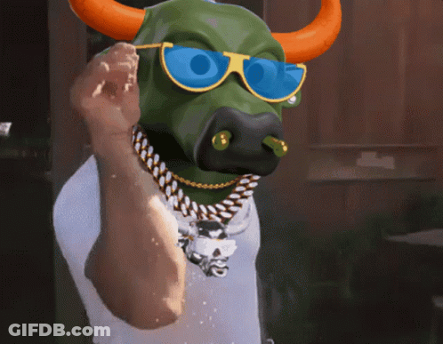 A Cartoon Of A Man With A Bull Mask On His Head GIF