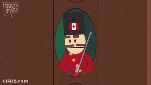 A Cartoon Of A Man With A Canadian Flag On His Hat And The Words Impossible Below Him GIF