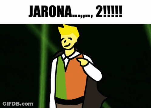 A Cartoon Of A Man With A Cape And The Words Jarona 2 GIF