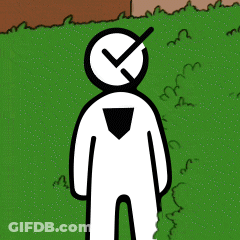 A Cartoon Of A Man With A Check Mark On His Face GIF