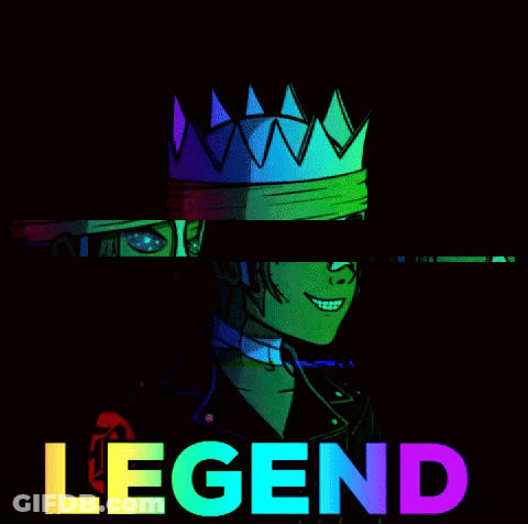 A Cartoon Of A Man With A Crown And The Word Legend Below Him GIF