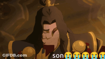 A Cartoon Of A Man With A Crown On His Head Covering His Face With His Hand And The Words Son Behind Him GIF