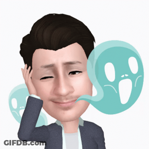 A Cartoon Of A Man With A Ghost Behind His Face GIF