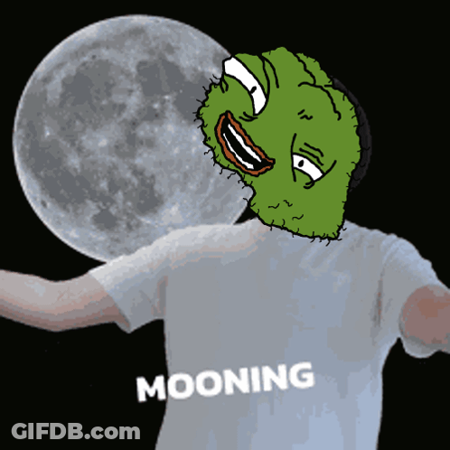A Cartoon Of A Man With A Green Face And The Words Mooning On His Shirt GIF