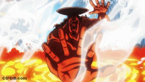 A Cartoon Of A Man With A Hat On His Head Surrounded By Flames GIF
