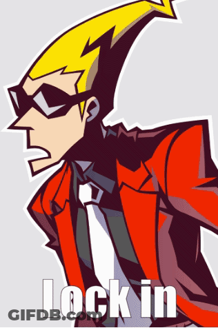 A Cartoon Of A Man With A Lightning Bolt On His Head With The Words Lock In Below Him GIF