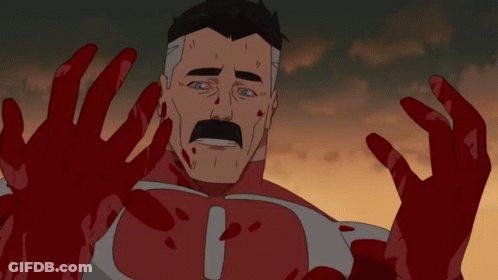 Cartoon Man With Mustache And Blood On Face GIF