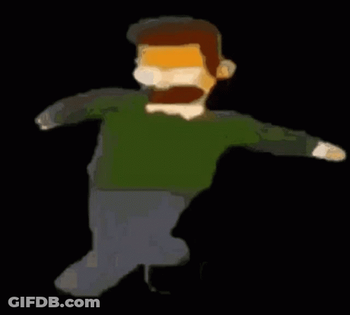 A Cartoon Of A Man With A Mustache And Glasses Is Dancing In The Dark . GIF