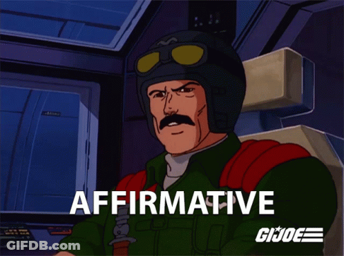 A Cartoon Of A Man With A Mustache And The Word Affirmative GIF