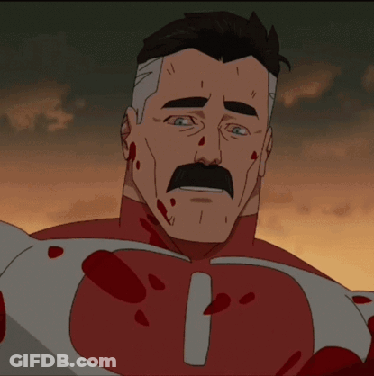 A Cartoon Of A Man With A Mustache In A Bloody Suit GIF
