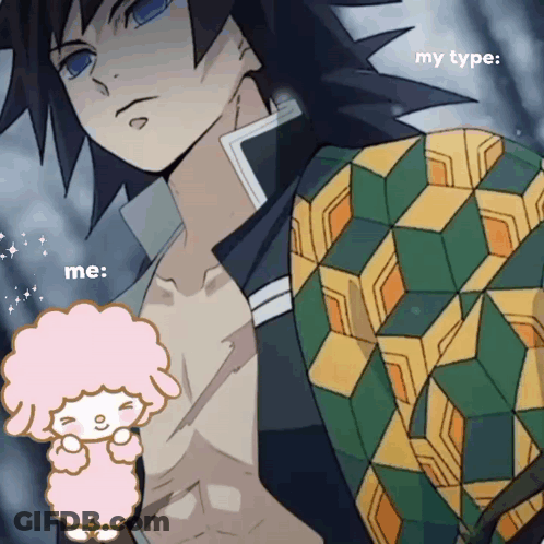 A Cartoon Of A Man With A Pink Sheep And The Words " My Type " On The Bottom GIF