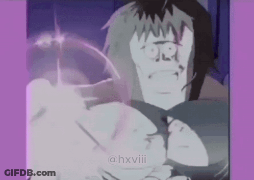 A Cartoon Of A Man With A Purple Background And The Hashtag Hxviii GIF