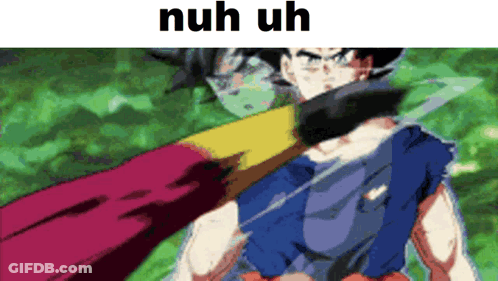 A Cartoon Of A Man With A Red Cape And The Words Nuh Uh On The Bottom GIF