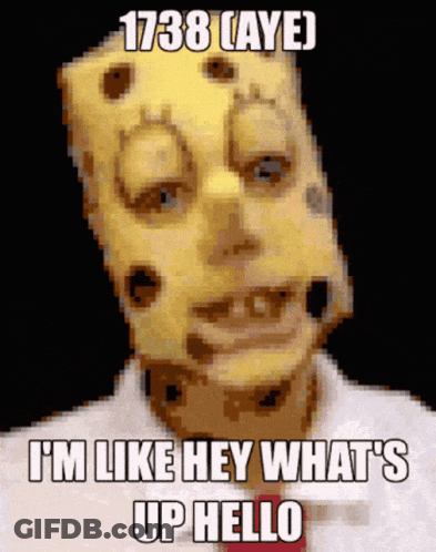 A Cartoon Of A Man With A Spongebob Mask On His Face GIF