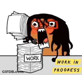 A Cartoon Of A Man With A Stack Of Papers That Says Work On It GIF