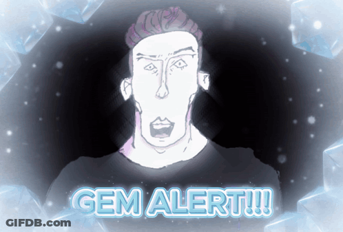 A Cartoon Of A Man With A Surprised Look On His Face Says Gem Alert !!! GIF