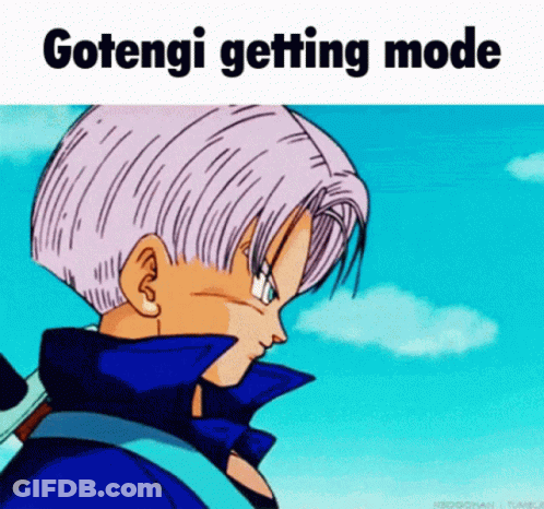 A Cartoon Of A Man With A Sword And The Words Gotengi Getting Mode Below Him GIF