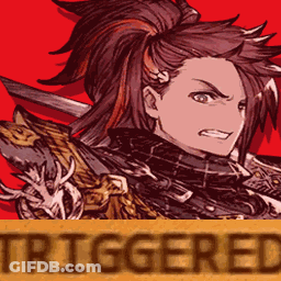 A Cartoon Of A Man With A Sword And The Words Triggered Below Him GIF