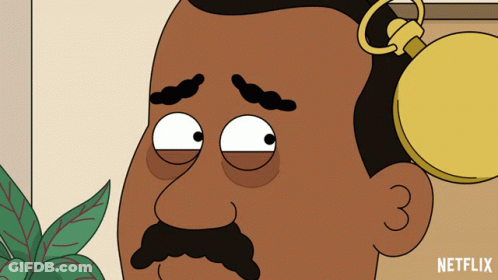 A Cartoon Of A Man With A Watch On His Head And The Word Netflix On The Bottom Left GIF