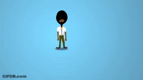 A Cartoon Of A Man With An Afro Holding A Flag With A Blue Background GIF