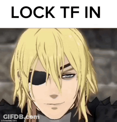 A Cartoon Of A Man With An Eye Patch And The Words Lock Tf In Above Him GIF