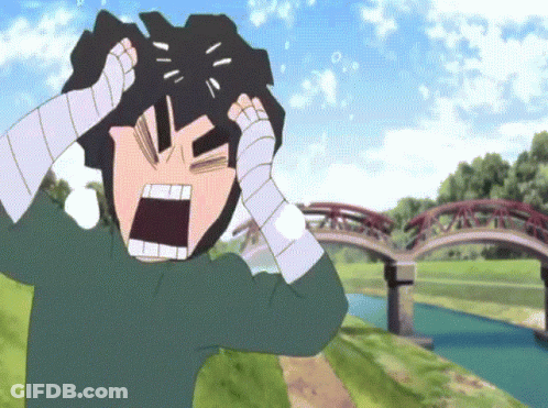 A Cartoon Of A Man With Bandages On His Hands Screaming GIF