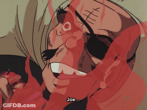 A Cartoon Of A Man With Blood Coming Out Of His Mouth And The Words Joe Visible GIF