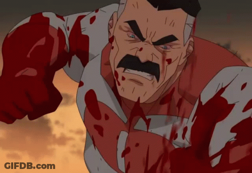 A Cartoon Of A Man With Blood Coming Out Of His Mouth GIF