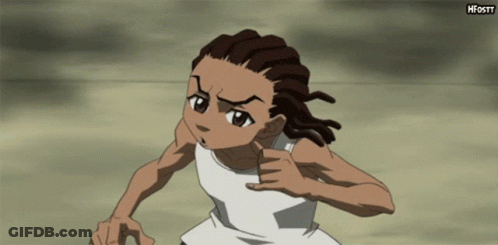A Cartoon Of A Man With Dreadlocks And A White Shirt With The Word Hfostt On The Bottom Left GIF