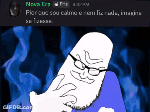 A Cartoon Of A Man With Glasses And A Beard Says Nova Era Fhs At 4:42 Pm GIF